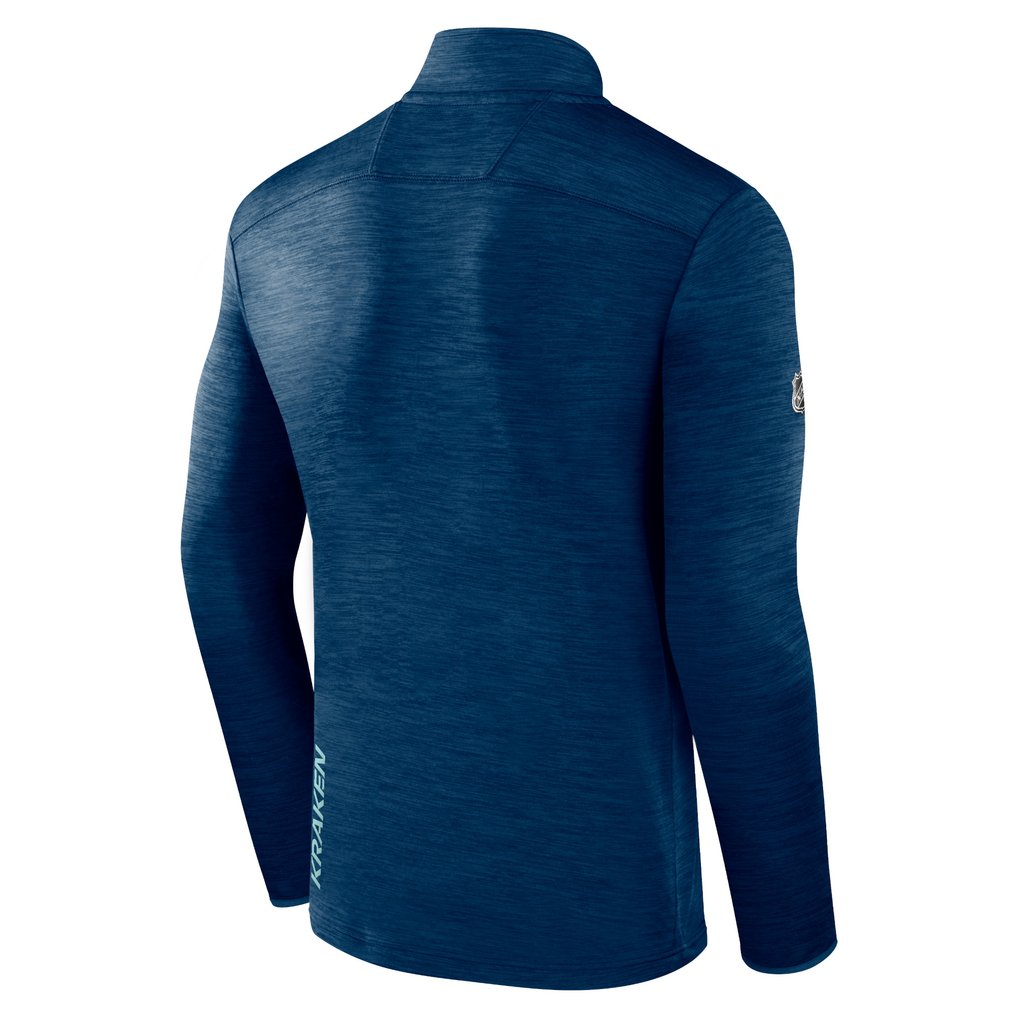  Seattle Kraken Fanatics Authentic Pro Quarter-Zip Pullover Top - Deep Sea Blue