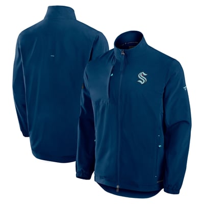 Seattle Kraken Fanatics Authentic Pro Rink Coaches Full-Zip Jacket - Deep Sea Blue