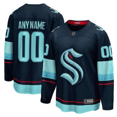 Seattle Kraken Fanatics Home  Breakaway Custom Jersey - Deep Sea Blue