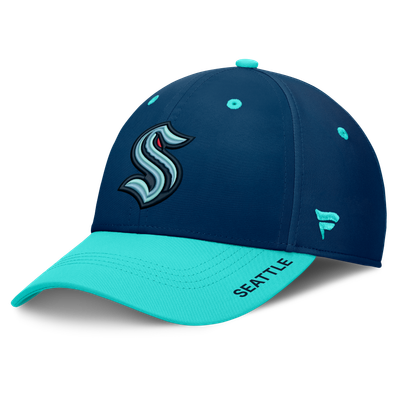 Seattle Kraken Fanatics Authentic Pro Rink Stretch Hat - Deep Sea Blue/Light Blue