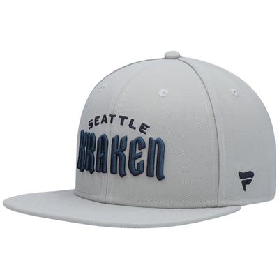 Seattle Kraken Fanatics Wordmark Logo Snapback Hat - Gray