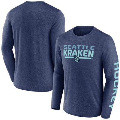 Seattle Kraken Fanatics Sweep Iconic Synthetic Long Sleeve T-Shirt - Heather Deep Sea Blue