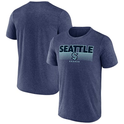 Seattle Kraken Fanatics Prodigy Performance T-Shirt - Heathered Deep Sea Blue