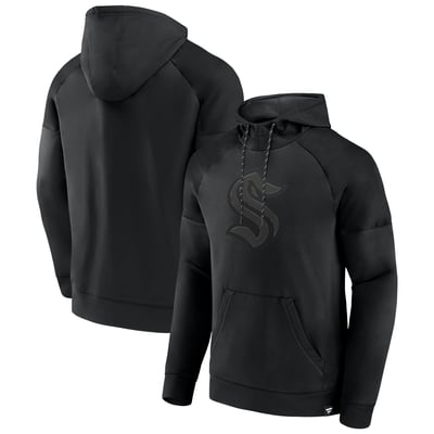  Seattle Kraken Fanatics Black Ice Defender Raglan Pullover Hoodie