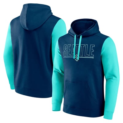 Seattle Kraken Logo Athletic Deliver Fleece Pullover Hoodie - Navy