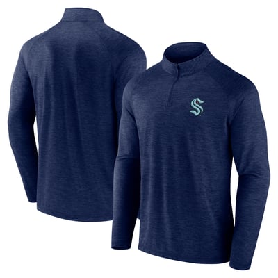 Seattle Kraken Logo Athletic Head-to-Head Raglan Quarter-Zip Top - Navy