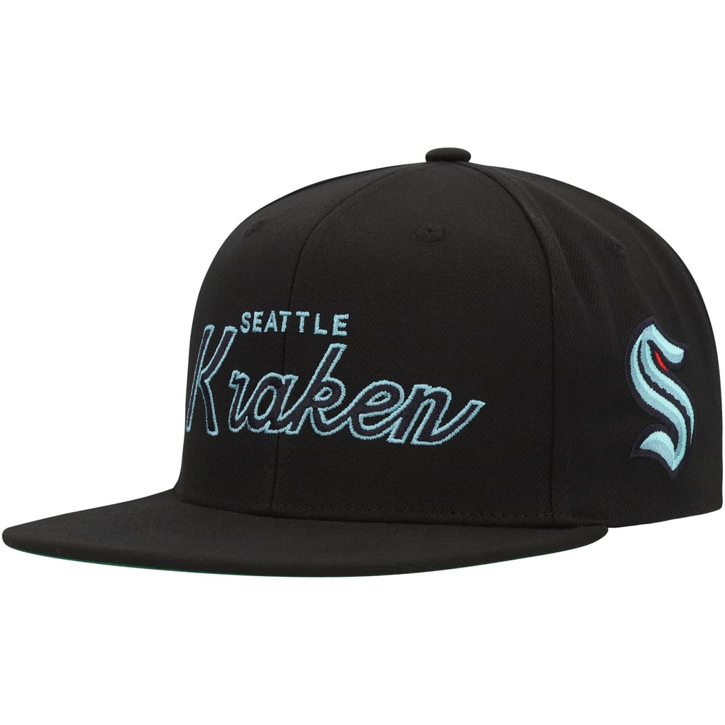 Seattle Kraken Mitchell & Ness Core Team Script 2.0 Snapback Hat - Black