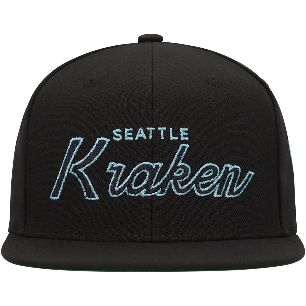 Seattle Kraken Mitchell & Ness Core Team Script 2.0 Snapback Hat - Black