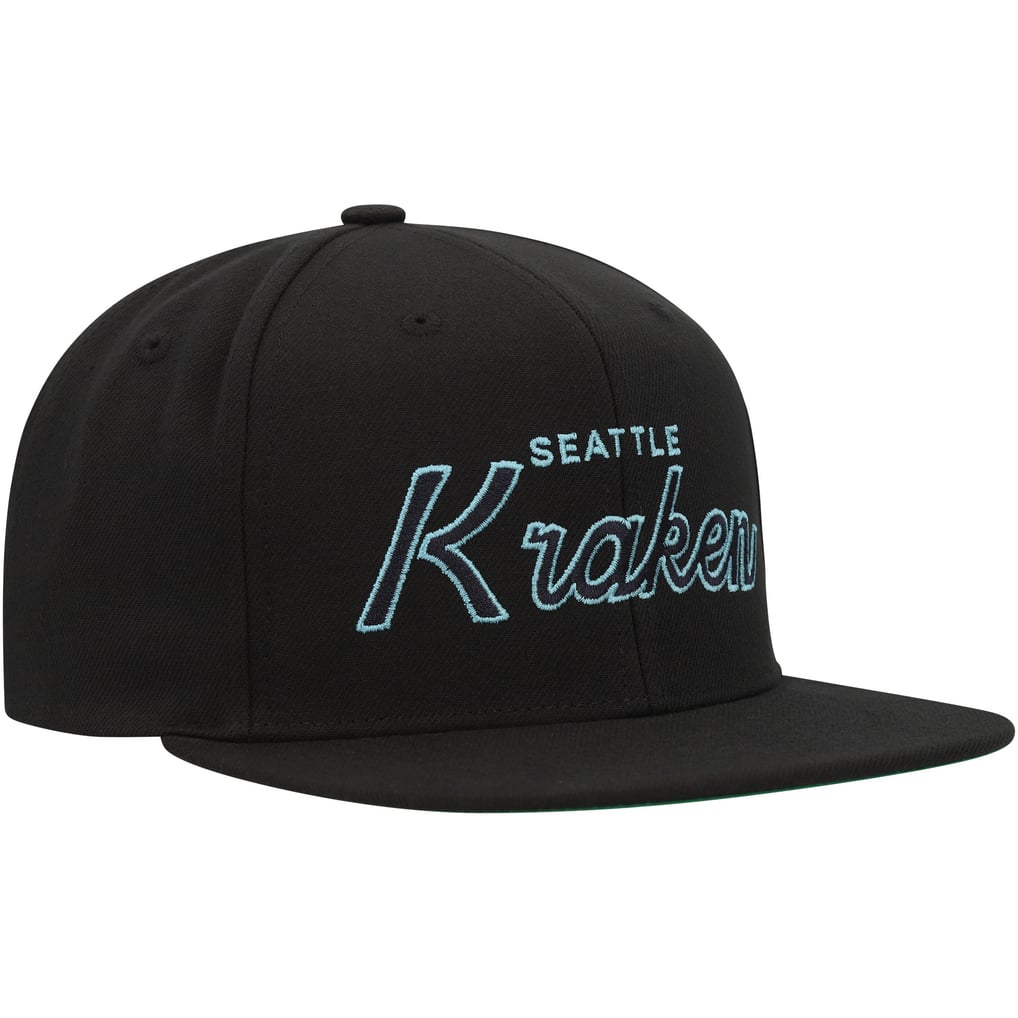 Seattle Kraken Mitchell & Ness Core Team Script 2.0 Snapback Hat - Black