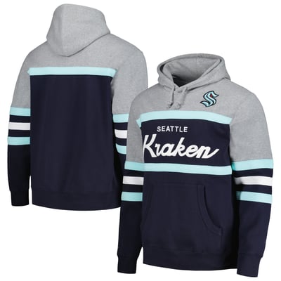 Seattle Kraken Head Coach Pullover Hoodie - Deep Sea Blue/Gray