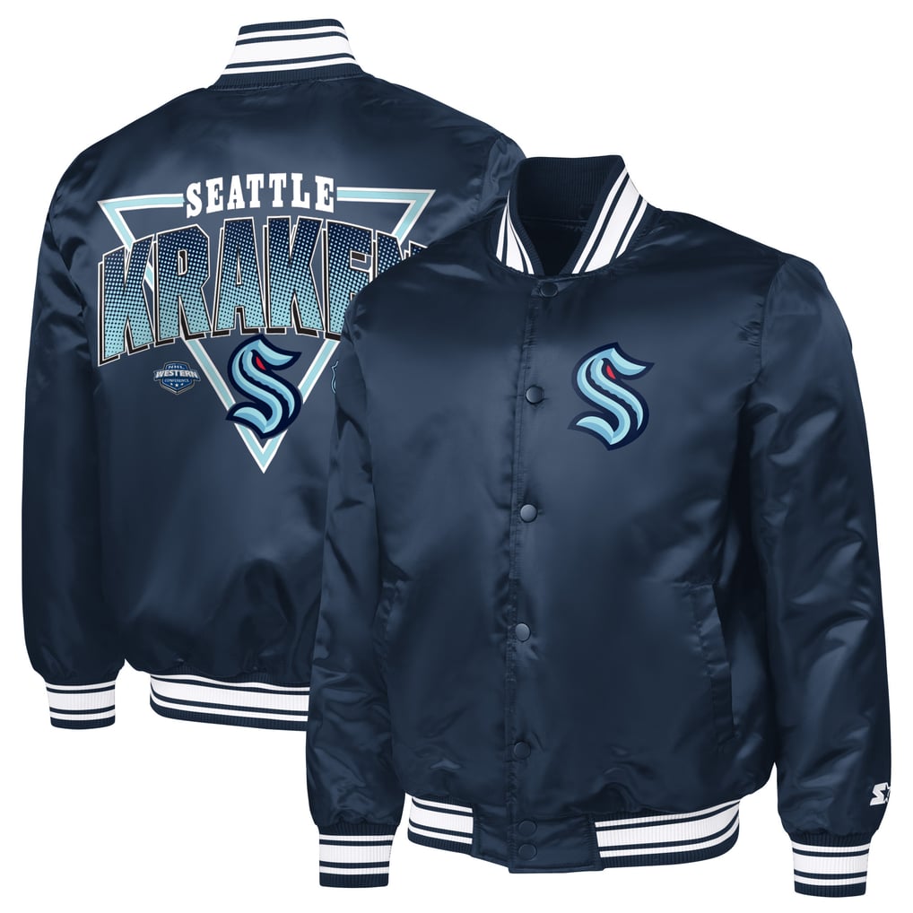 Seattle Kraken Starter Triangle Satin Varsity Full-Snap Jacket - Deep Sea Blue