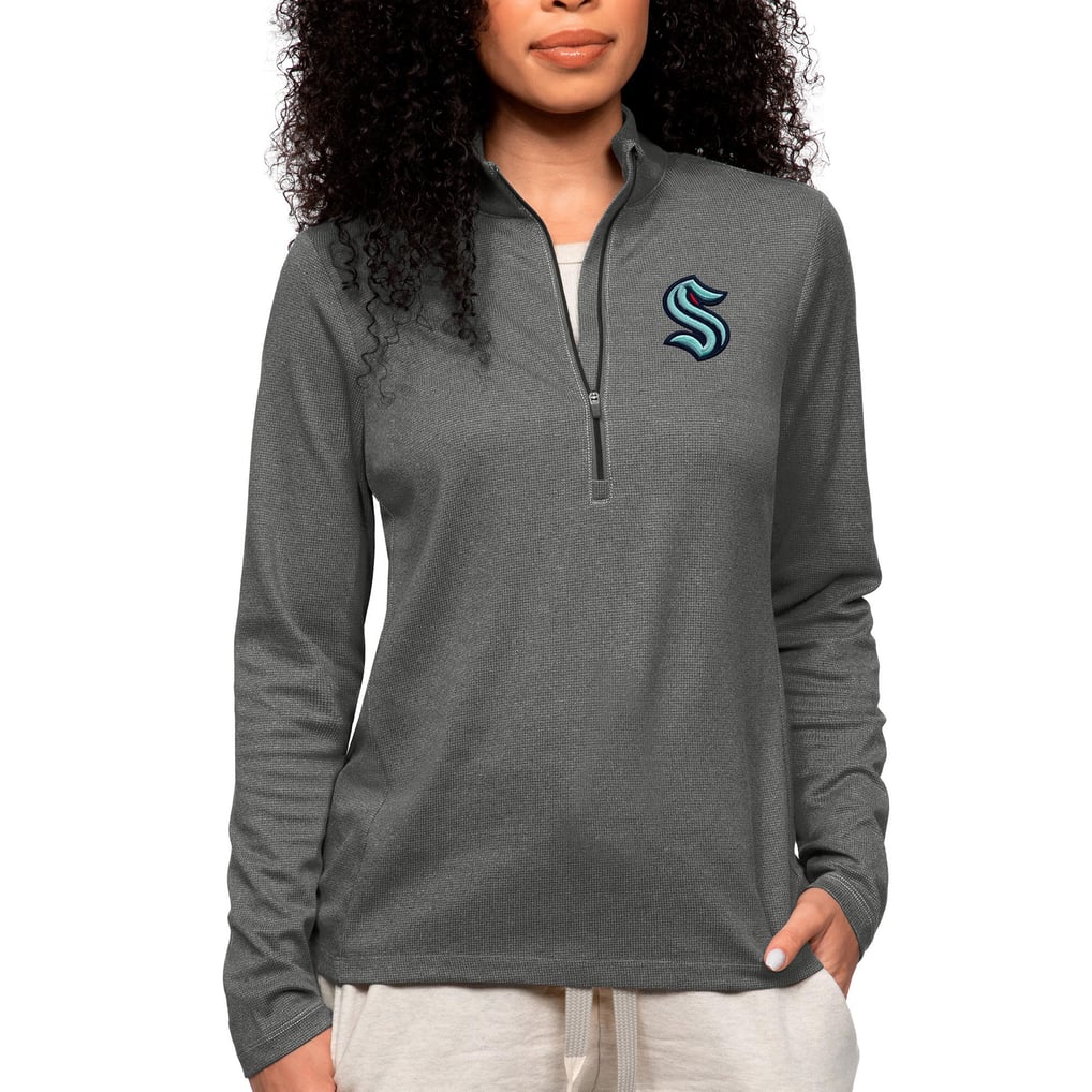 Seattle Kraken Antigua Women's Epic Quarter-Zip Pullover Top - Heather Charcoal
