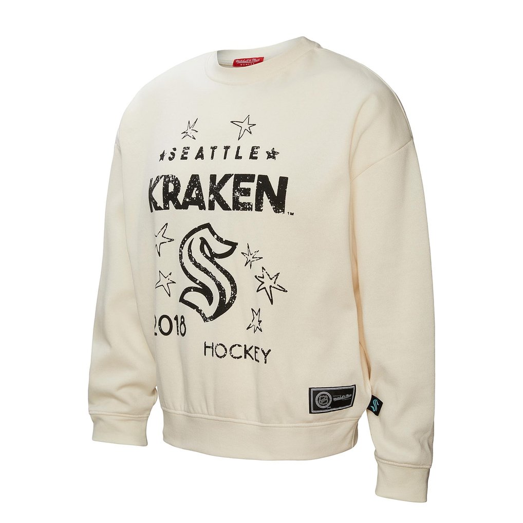  Seattle Kraken Mitchell & Ness Women's Logo 3.0 Pullover Sweatshirt - Cream