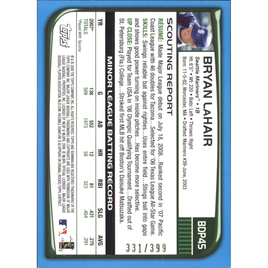2008 Bowman Draft Blue #BDP45 Bryan LaHair