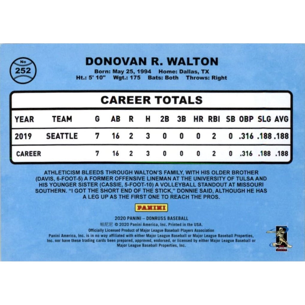2020 Donruss On Fire #252 Donnie Walton RETRO