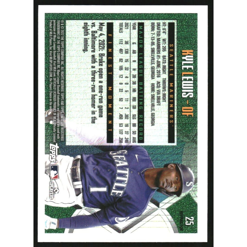 2022 Finest Flashbacks Refractors #25 Kyle Lewis