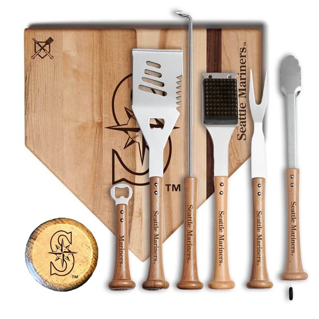 Seattle Mariners Baseball BBQ MVP 17” Cutting Board & 6-Piece BBQ Tools Grill Set