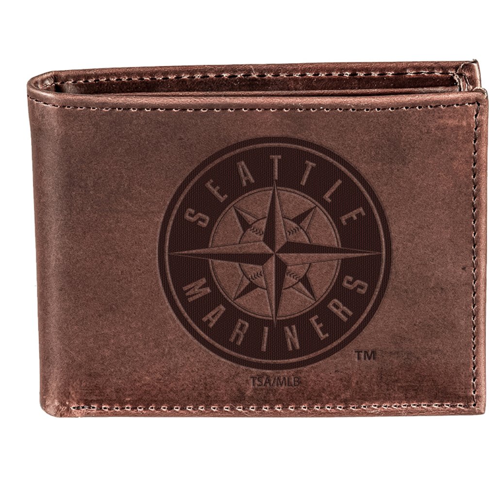 Seattle Mariners Bi-Fold Leather Wallet - Brown