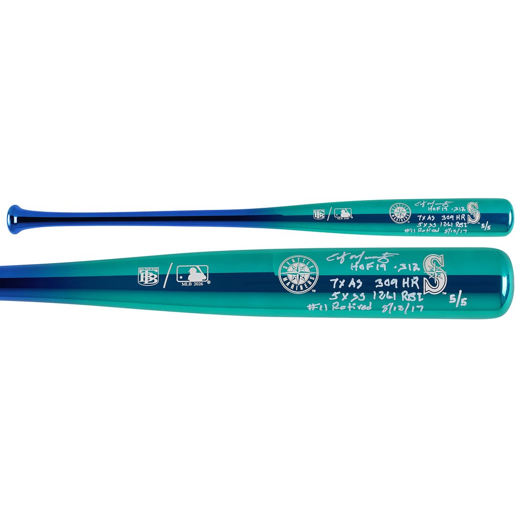 Edgar Martínez Seattle Mariners Autographed Fanatics Authentic Big Time Bats Chrome Bat with Multiple Inscriptions - Limited Edition #5/5