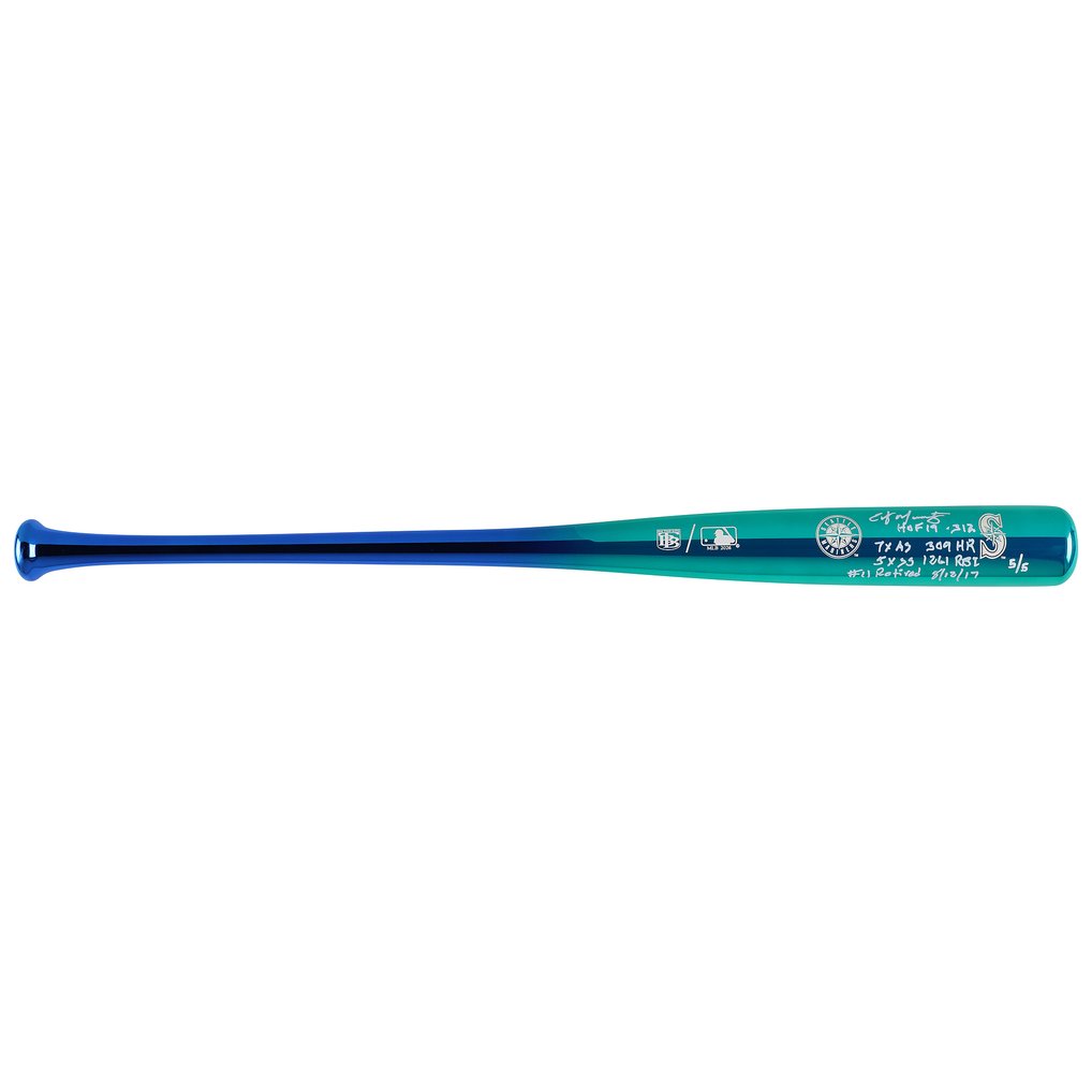 Edgar Martínez Seattle Mariners Autographed Fanatics Authentic Big Time Bats Chrome Bat with Multiple Inscriptions - Limited Edition #5/5
