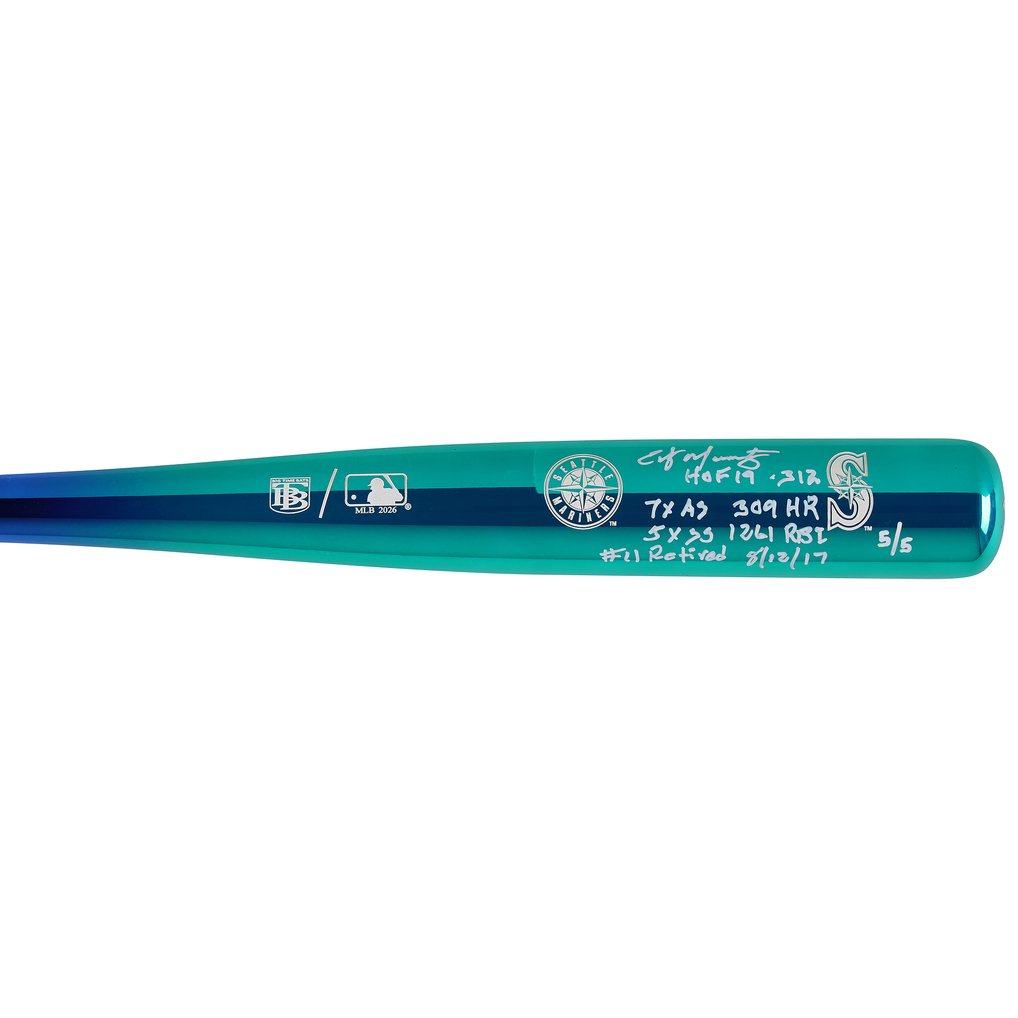 Edgar Martínez Seattle Mariners Autographed Fanatics Authentic Big Time Bats Chrome Bat with Multiple Inscriptions - Limited Edition #5/5