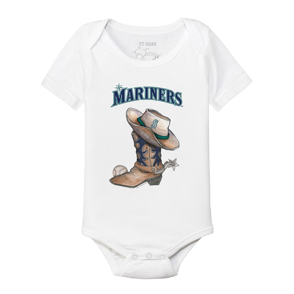 Seattle Mariners Tiny Turnip Infant Cowboy Boot Bodysuit - White