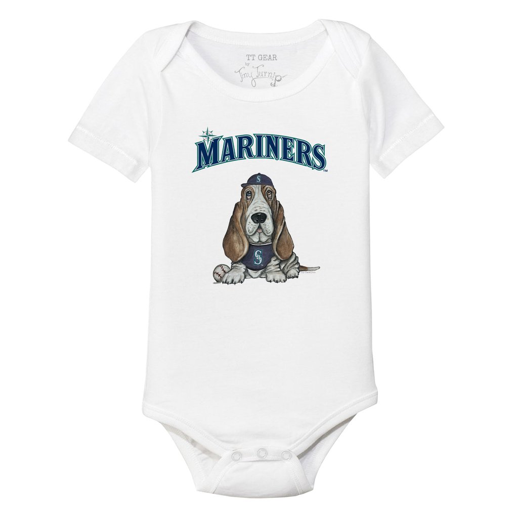 Seattle Mariners Tiny Turnip Infant Puddy Bodysuit - White