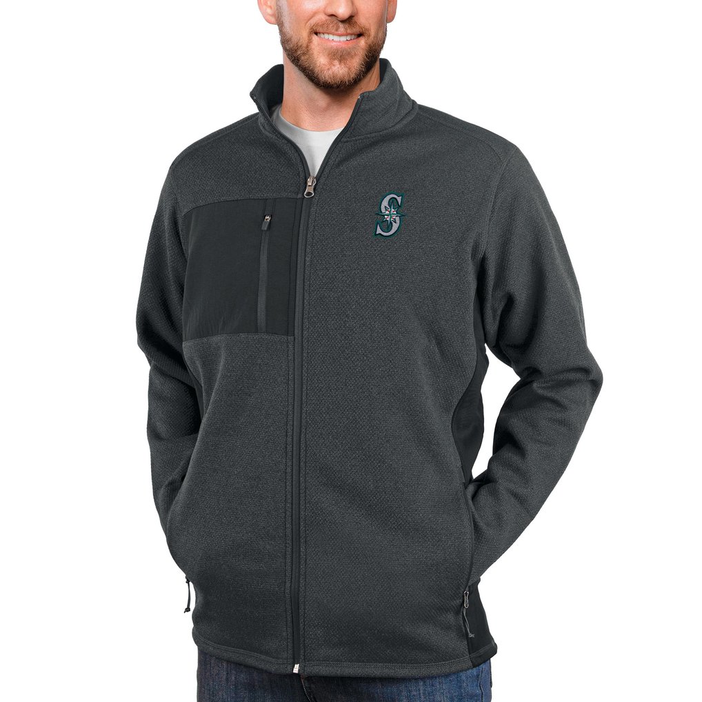 Seattle Mariners Antigua Course Full-Zip Jacket - Heathered Charcoal