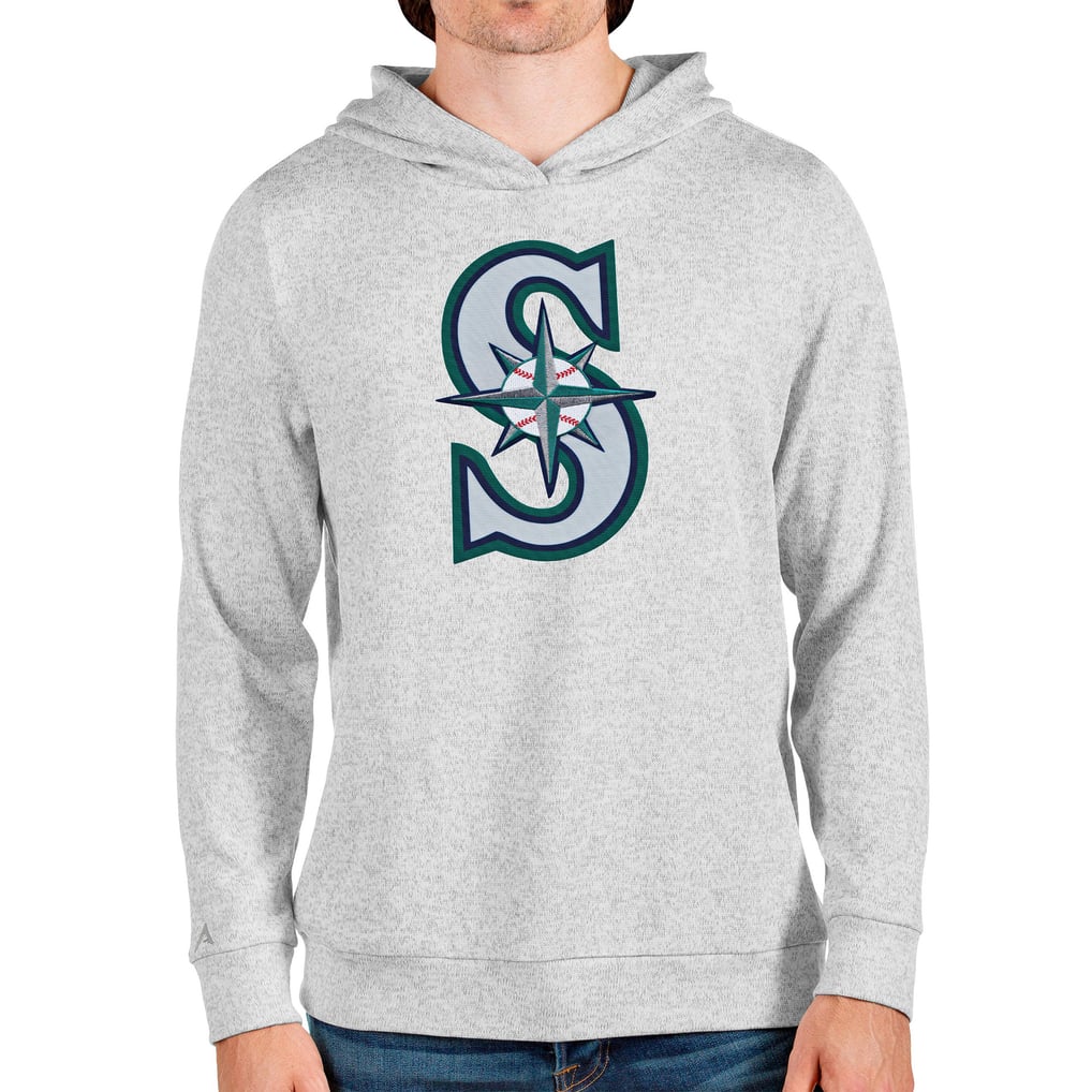 Seattle Mariners Antigua Team Logo Absolute Pullover Hoodie - Heathered Gray