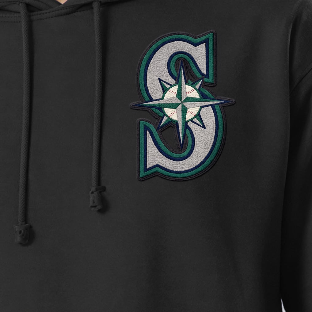  Seattle Mariners Champion Reverse Weave Chenille Hoodie - Black