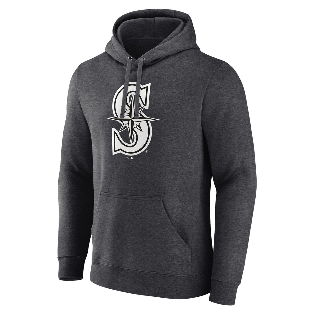 Seattle Mariners Personalized Monochrome Name & Number Pullover Hoodie - Charcoal