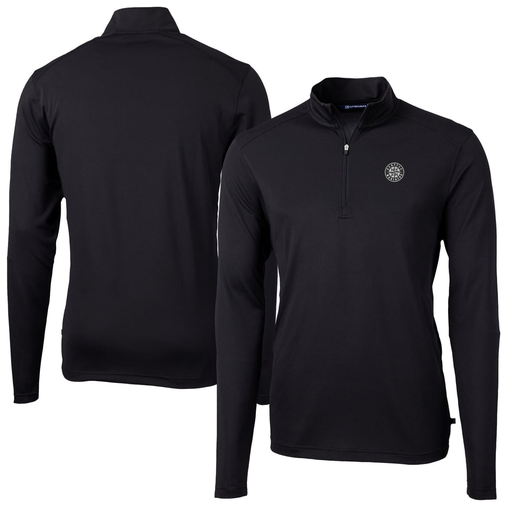 Seattle Mariners Cutter & Buck Virtue Eco Pique Quarter-Zip Jacket - Black