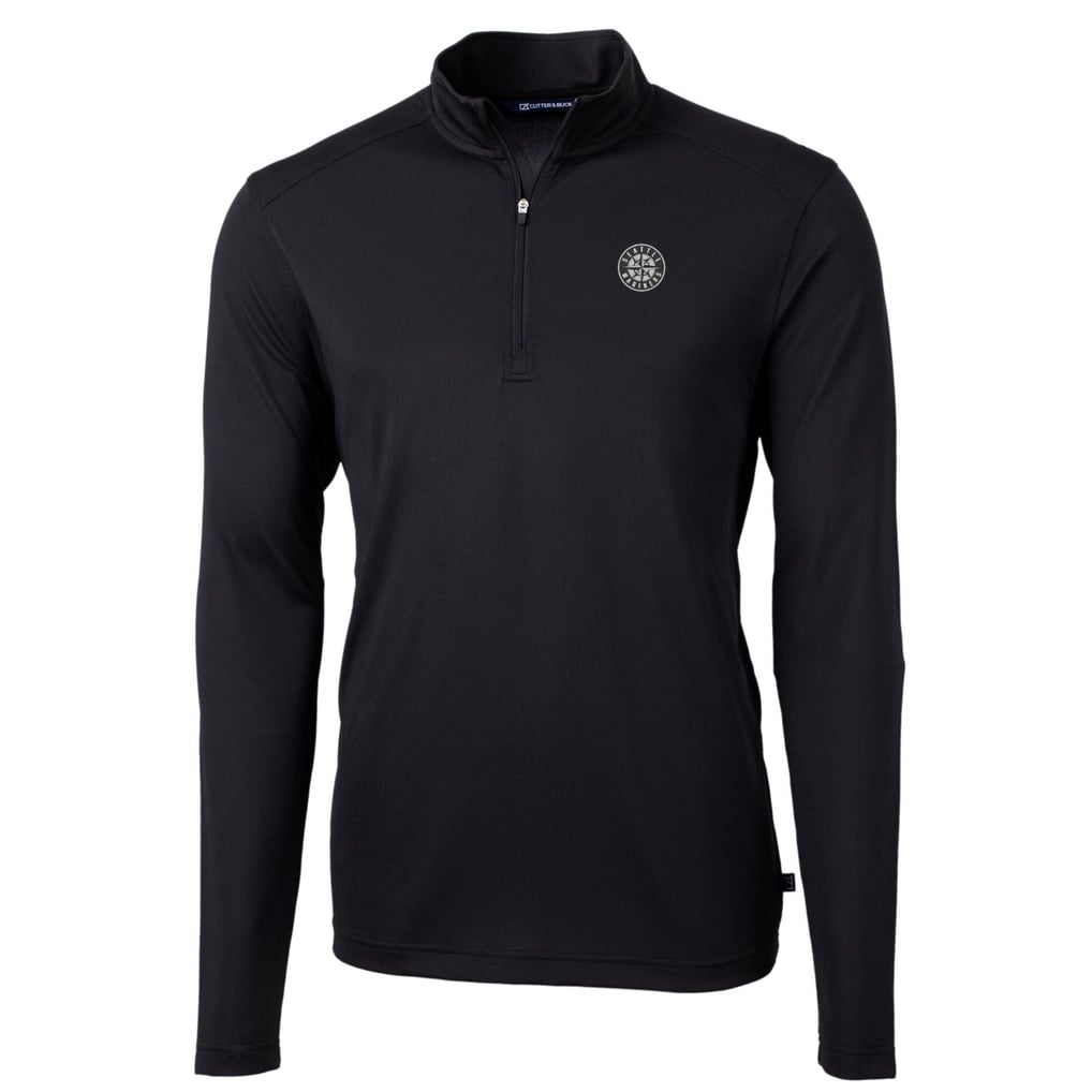 Seattle Mariners Cutter & Buck Virtue Eco Pique Quarter-Zip Jacket - Black