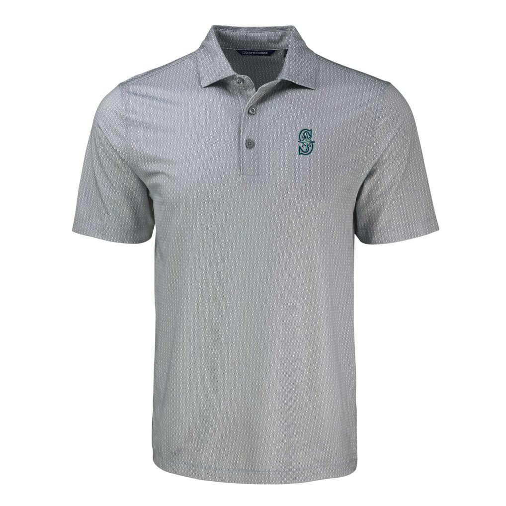 Seattle Mariners Cutter & Buck Big & Tall Pike Eco Shadow Check Print Polo - Gray