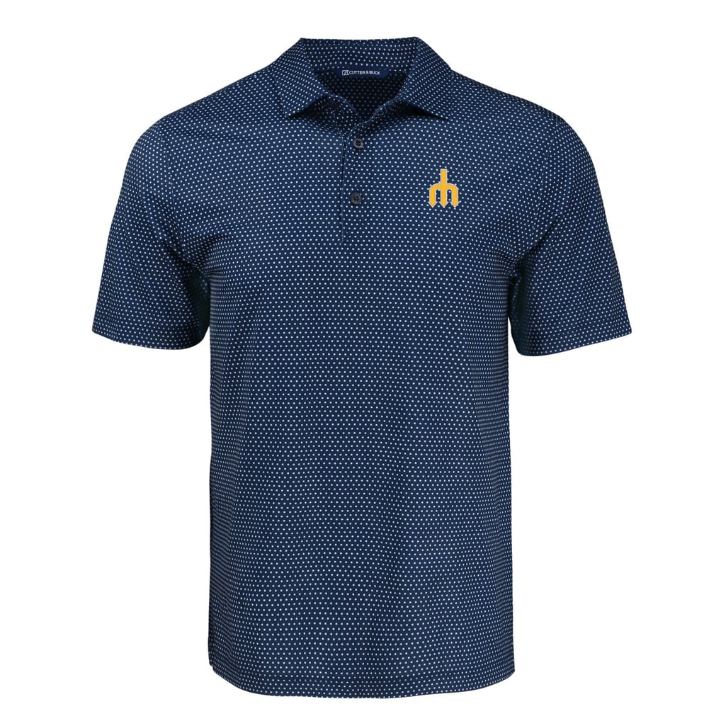Seattle Mariners Cutter & Buck Big & Tall Pike Eco Shadow Check Print Polo - Navy