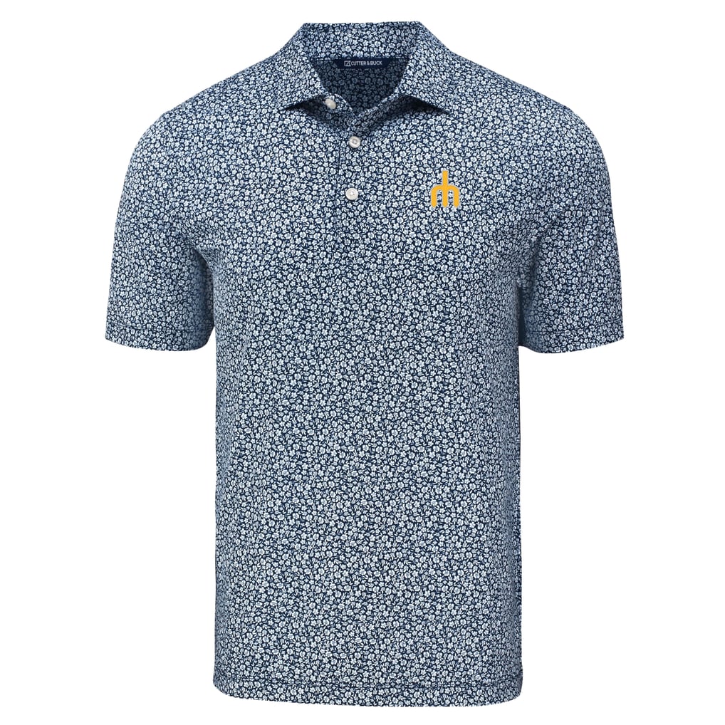 Seattle Mariners Cutter & Buck Pike Eco Flora Print Recycled Polo - Navy