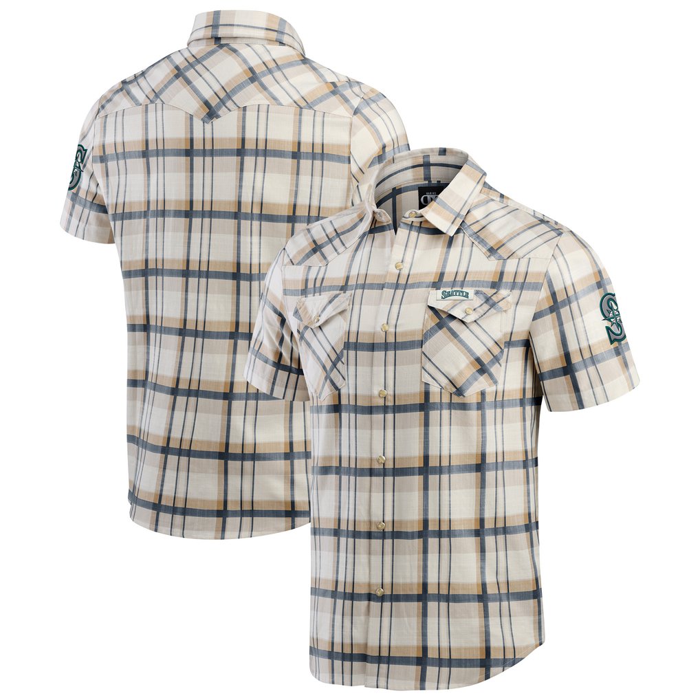 Seattle Mariners Darius Rucker Collection by Fanatics Plaid Full-Snap Shirt - Navy