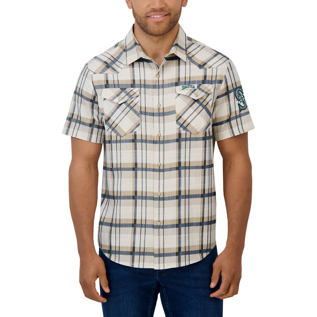 Seattle Mariners Darius Rucker Collection by Fanatics Plaid Full-Snap Shirt - Navy