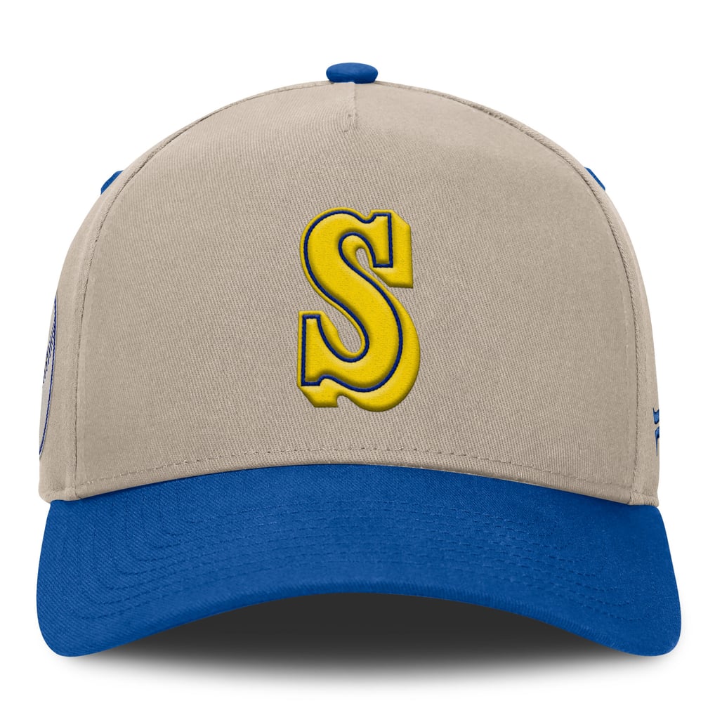 Seattle Mariners Fanatics Veteran A-Frame Adjustable Hat - Khaki/Royal