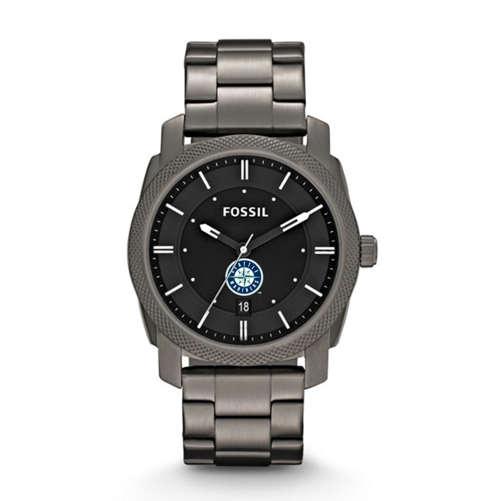 Seattle Mariners Fossil Machine Smoke Stainless Steel Watch - Gray