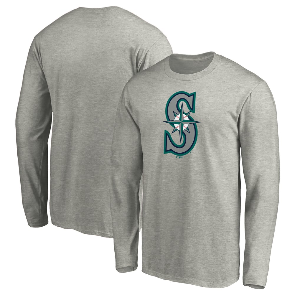 Seattle Mariners Official Team Logo Long Sleeve T-Shirt - Heather Gray
