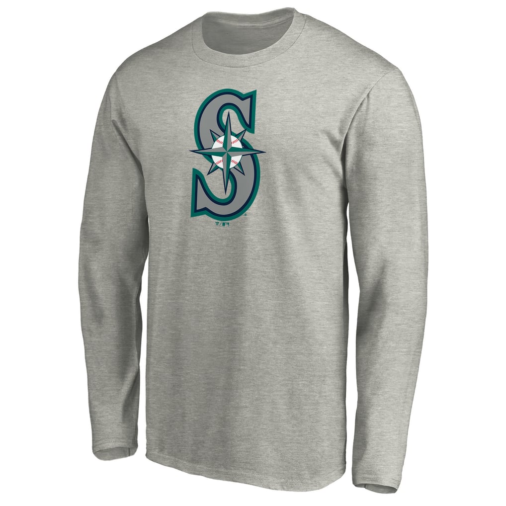 Seattle Mariners Official Team Logo Long Sleeve T-Shirt - Heather Gray
