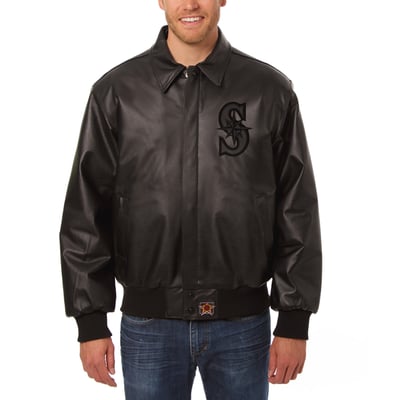 Seattle Mariners JH Design All-Leather Jacket - Black