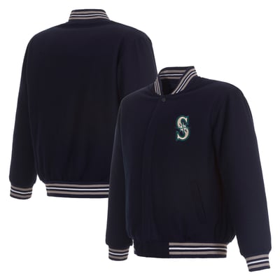  Seattle Mariners JH Design Full-Zip Reversible Wool Jacket - Deep Sea Blue