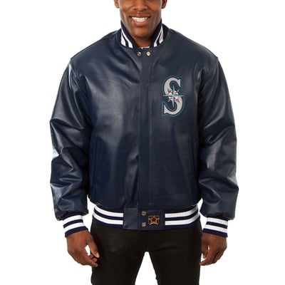 Seattle Mariners JH Design Classic Leather Team Jacket - Navy