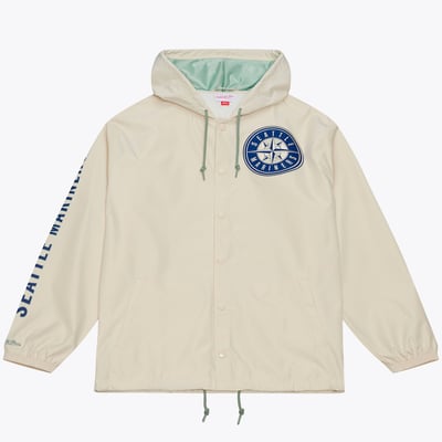Ichiro Suzuki Seattle Mariners Mitchell & Ness Full-Snap Yacht Rock Name & Number Hooded Coach's Jacket - Cream
