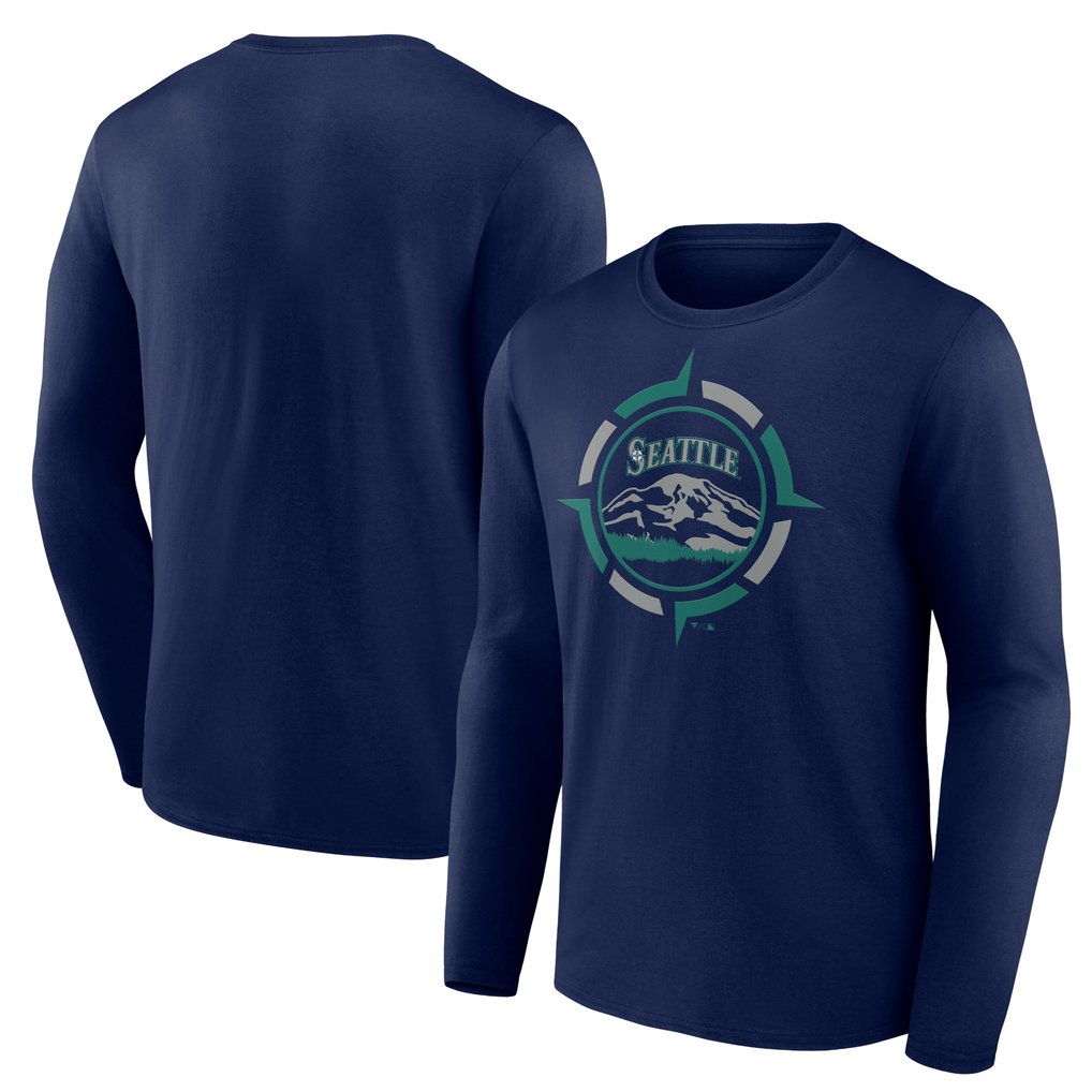  Seattle Mariners Compass Long Sleeve T-Shirt - Navy