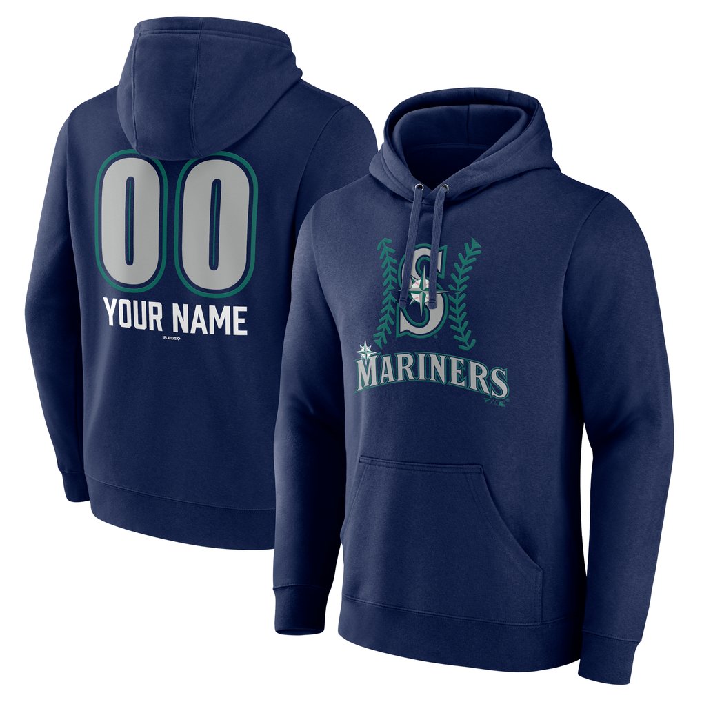  Seattle Mariners Personalized Name & Number Fastball Pullover Hoodie - Navy