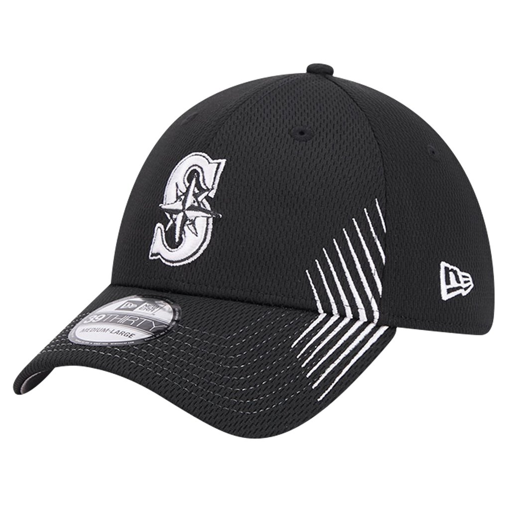 Seattle Mariners New Era Active Dash Mark 39THIRTY Flex Hat - Black