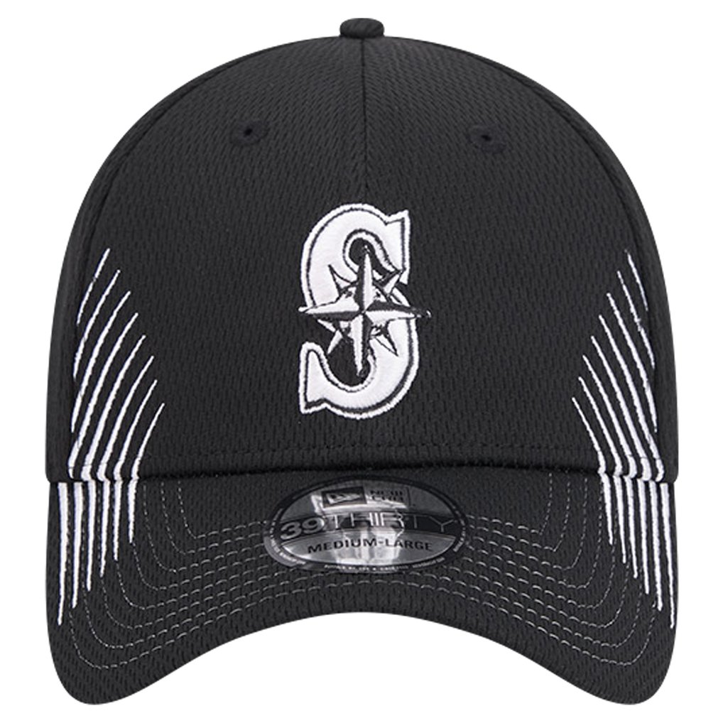 Seattle Mariners New Era Active Dash Mark 39THIRTY Flex Hat - Black